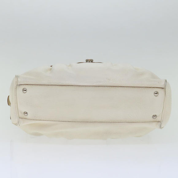 Salvatore Ferragamo Gancini Shoulder Bag Leather White Auth 70361