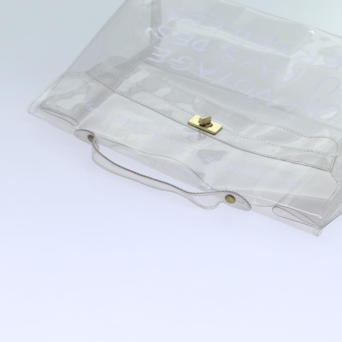 HERMES Vinyl Kelly Hand Bag Vinyl Clear Auth 70364