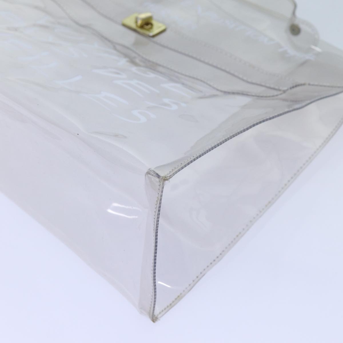 HERMES Vinyl Kelly Hand Bag Vinyl Clear Auth 70364