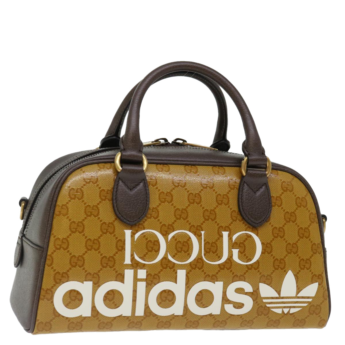 GUCCI GG Canvas adidasxGucci Hand Bag 2way Beige 702397 Auth 70383S