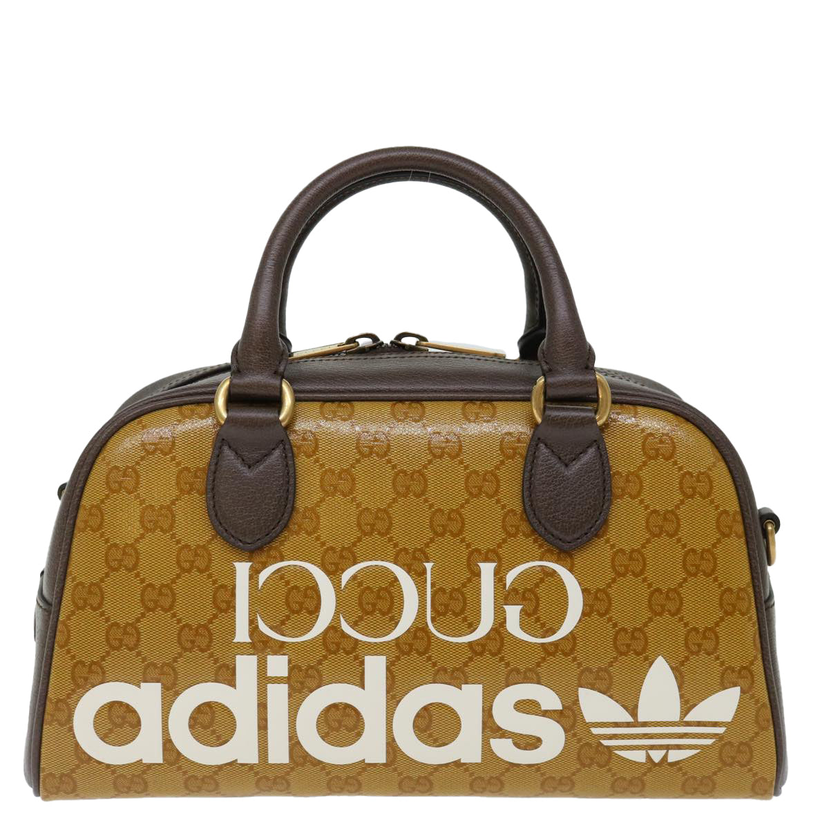 GUCCI GG Canvas adidasxGucci Hand Bag 2way Beige 702397 Auth 70383S