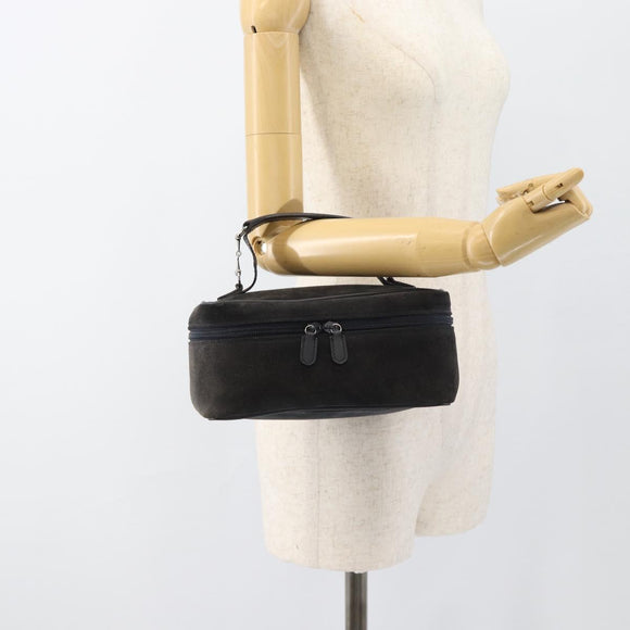 GUCCI Vanity Cosmetic Pouch Suede Black 032 1705 0140 Auth 70384