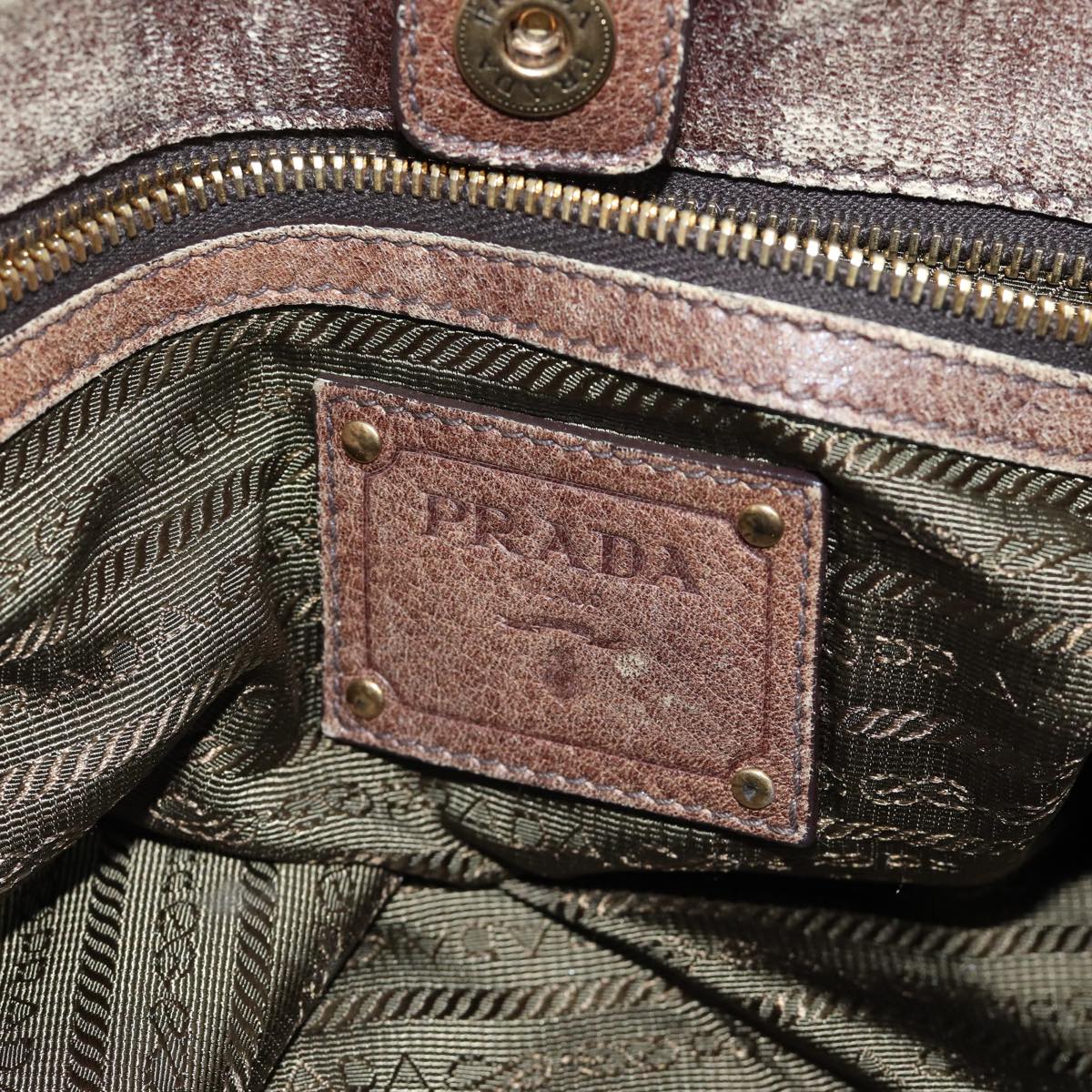 PRADA Hand Bag Nylon Brown Auth 70388