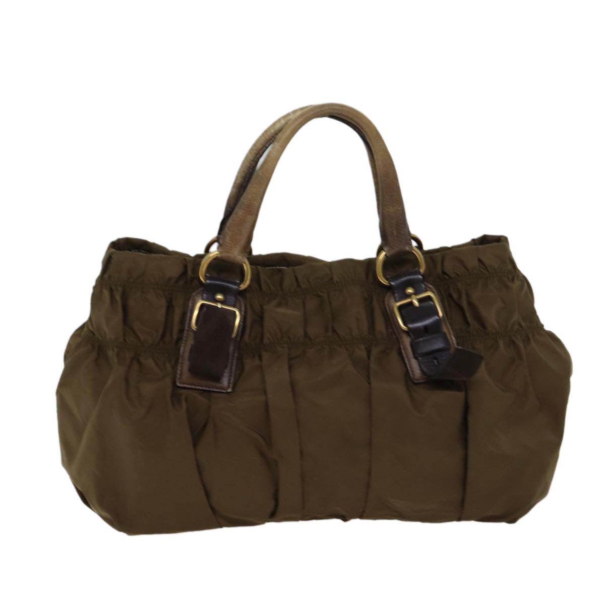 PRADA Hand Bag Nylon Brown Auth 70388 - 0