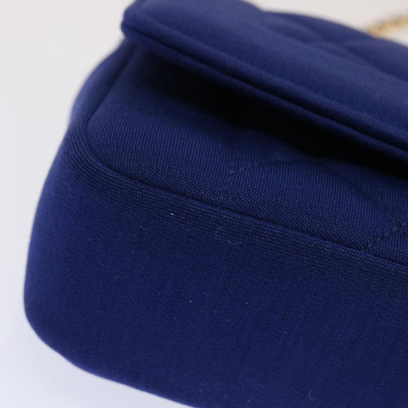 CHANEL Diana Matelasse Chain Shoulder Bag Canvas Blue Gold CC Auth 70391SAM