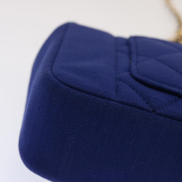 CHANEL Diana Matelasse Chain Shoulder Bag Canvas Blue Gold CC Auth 70391SAM