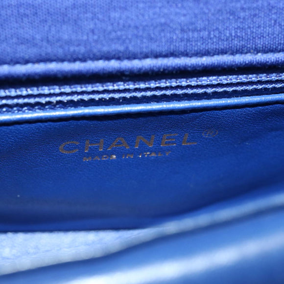 CHANEL Diana Matelasse Chain Shoulder Bag Canvas Blue Gold CC Auth 70391SAM