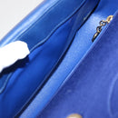 CHANEL Diana Matelasse Chain Shoulder Bag Canvas Blue Gold CC Auth 70391SAM-11