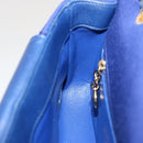 CHANEL Diana Matelasse Chain Shoulder Bag Canvas Blue Gold CC Auth 70391SAM-17