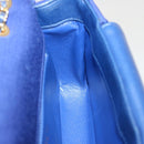 CHANEL Diana Matelasse Chain Shoulder Bag Canvas Blue Gold CC Auth 70391SAM-18
