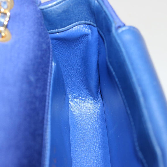 CHANEL Diana Matelasse Chain Shoulder Bag Canvas Blue Gold CC Auth 70391SAM