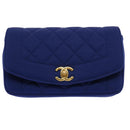 CHANEL Diana Matelasse Chain Shoulder Bag Canvas Blue Gold CC Auth 70391SAM-13
