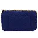 CHANEL Diana Matelasse Chain Shoulder Bag Canvas Blue Gold CC Auth 70391SAM-2