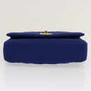 CHANEL Diana Matelasse Chain Shoulder Bag Canvas Blue Gold CC Auth 70391SAM-5