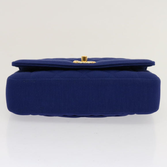 CHANEL Diana Matelasse Chain Shoulder Bag Canvas Blue Gold CC Auth 70391SAM