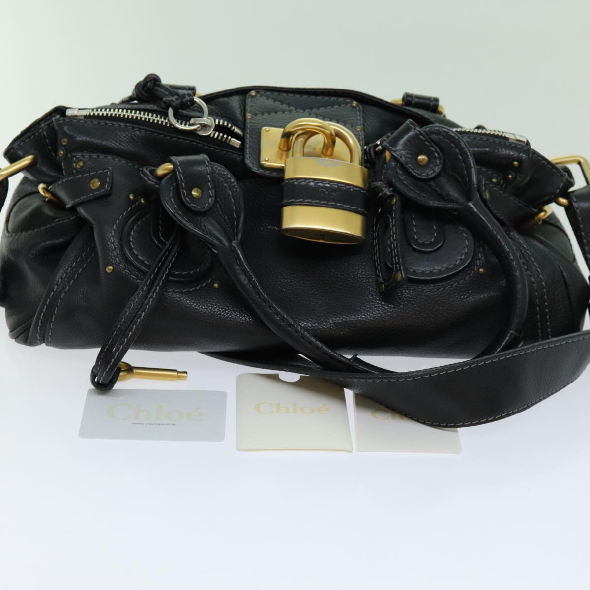 Chloe Paddington Hand Bag Leather 2way Black Auth 70392