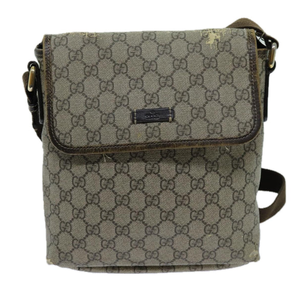 GUCCI GG Supreme Shoulder Bag PVC Beige 223666 Auth 70394
