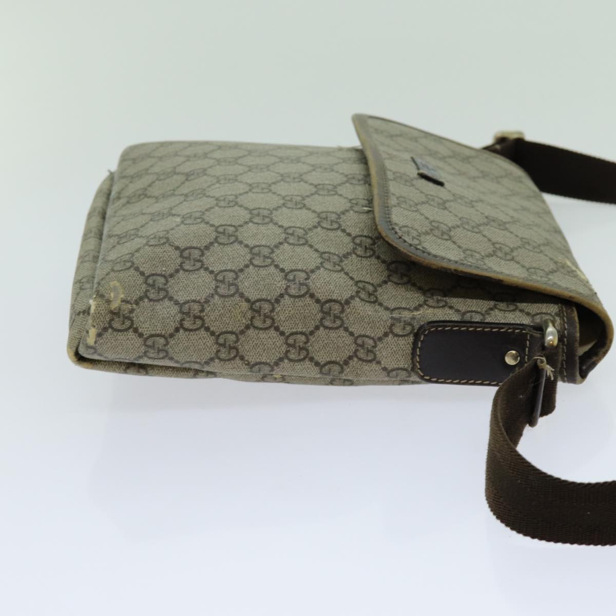 GUCCI GG Supreme Shoulder Bag PVC Beige 223666 Auth 70394