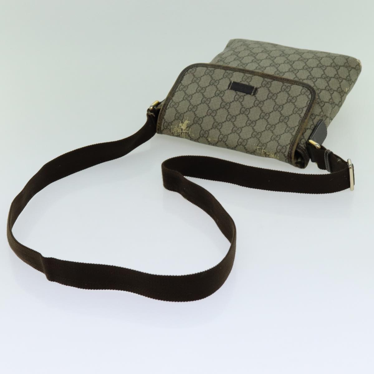 GUCCI GG Supreme Shoulder Bag PVC Beige 223666 Auth 70394