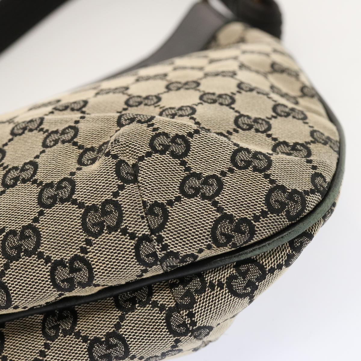 GUCCI GG Canvas Shoulder Bag Beige Black 001 4166 Auth 70398