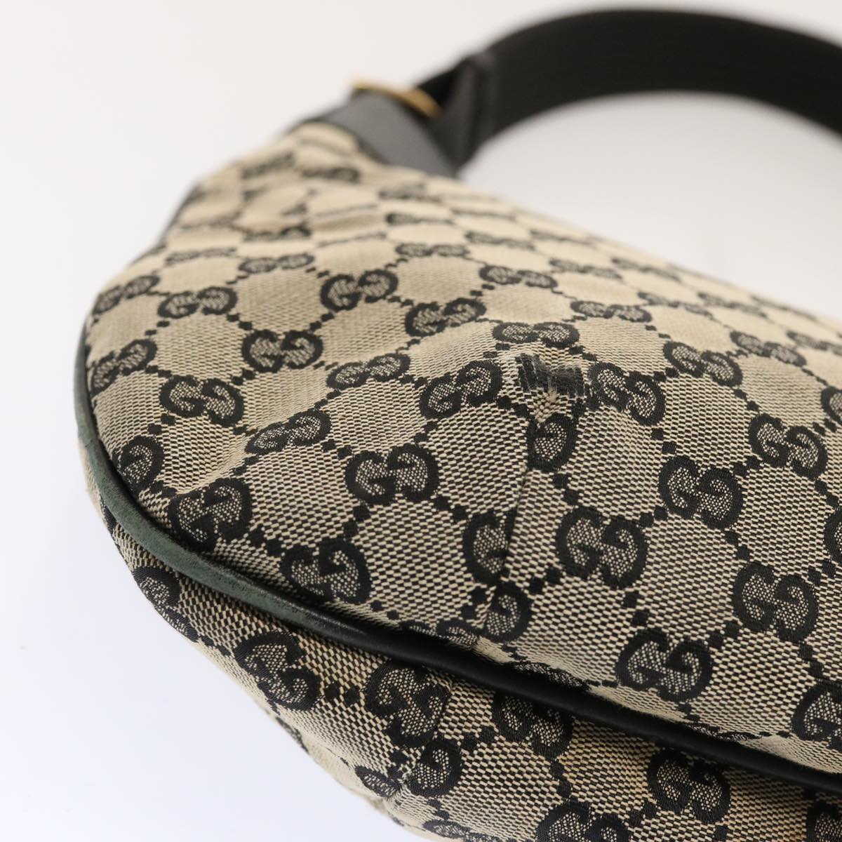 GUCCI GG Canvas Shoulder Bag Beige Black 001 4166 Auth 70398