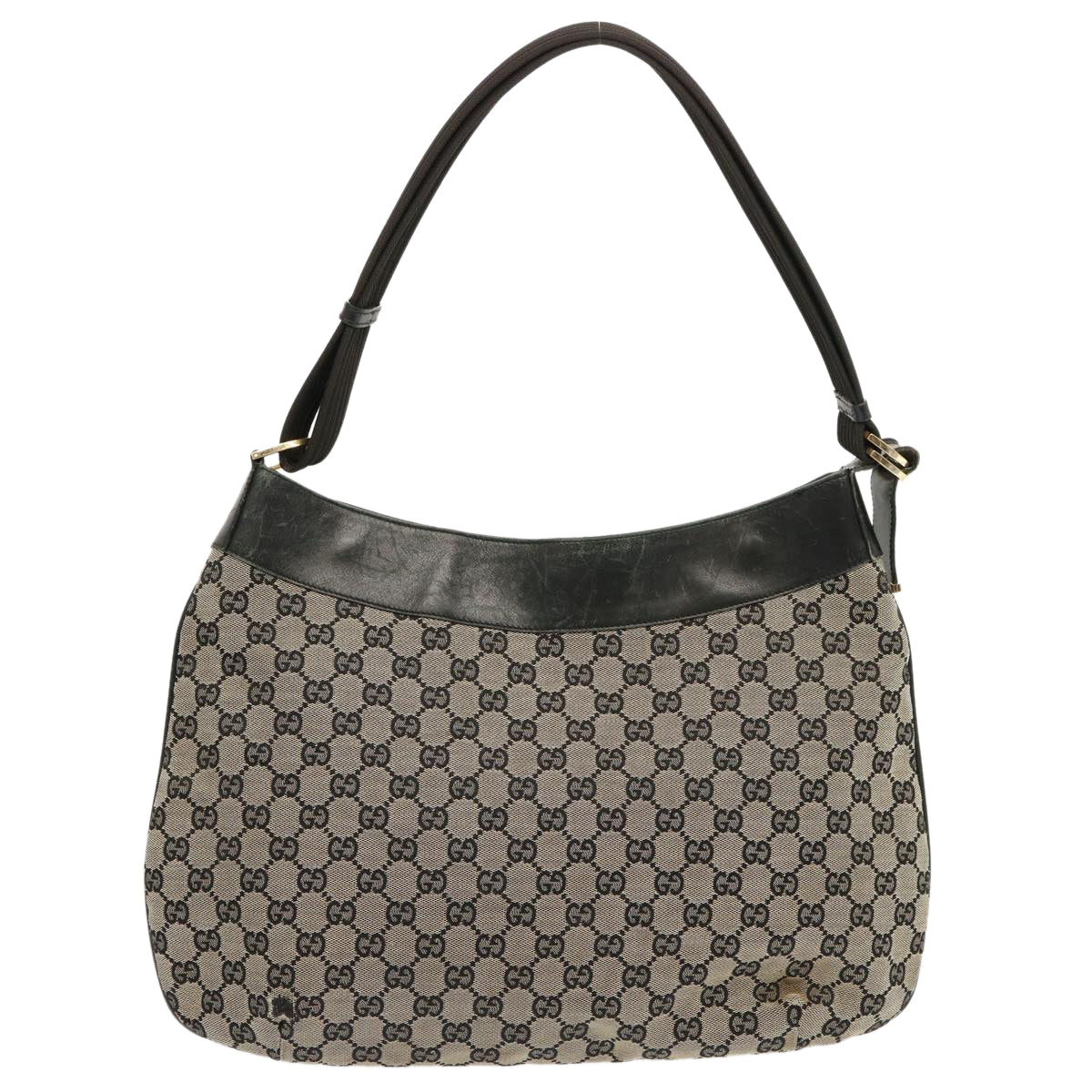 GUCCI GG Canvas Shoulder Bag Beige Black 001 4166 Auth 70398