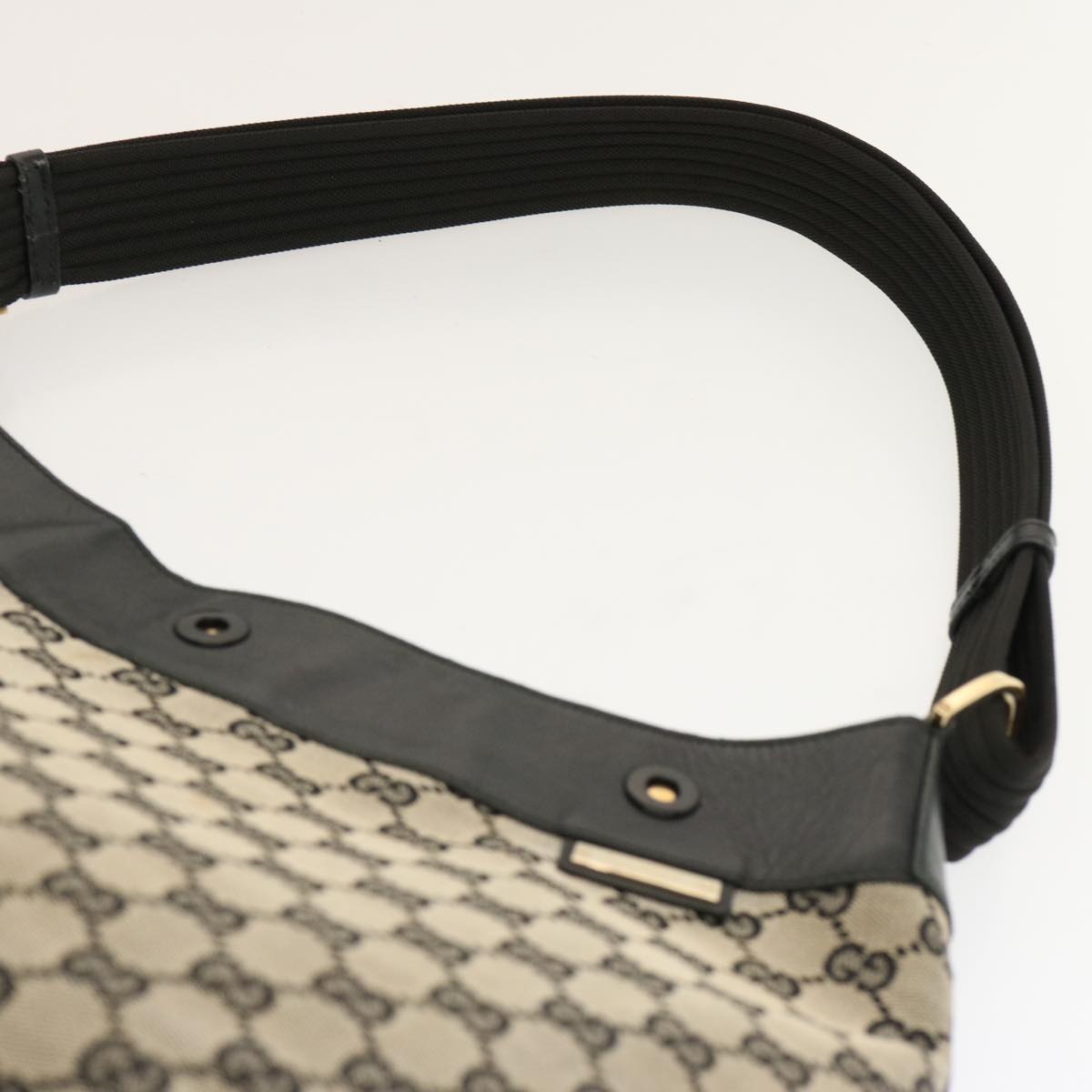 GUCCI GG Canvas Shoulder Bag Beige Black 001 4166 Auth 70398