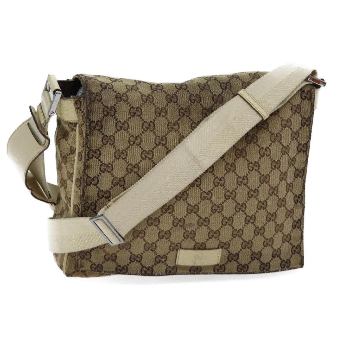 GUCCI GG Canvas Shoulder Bag Beige 146236 Auth 70400