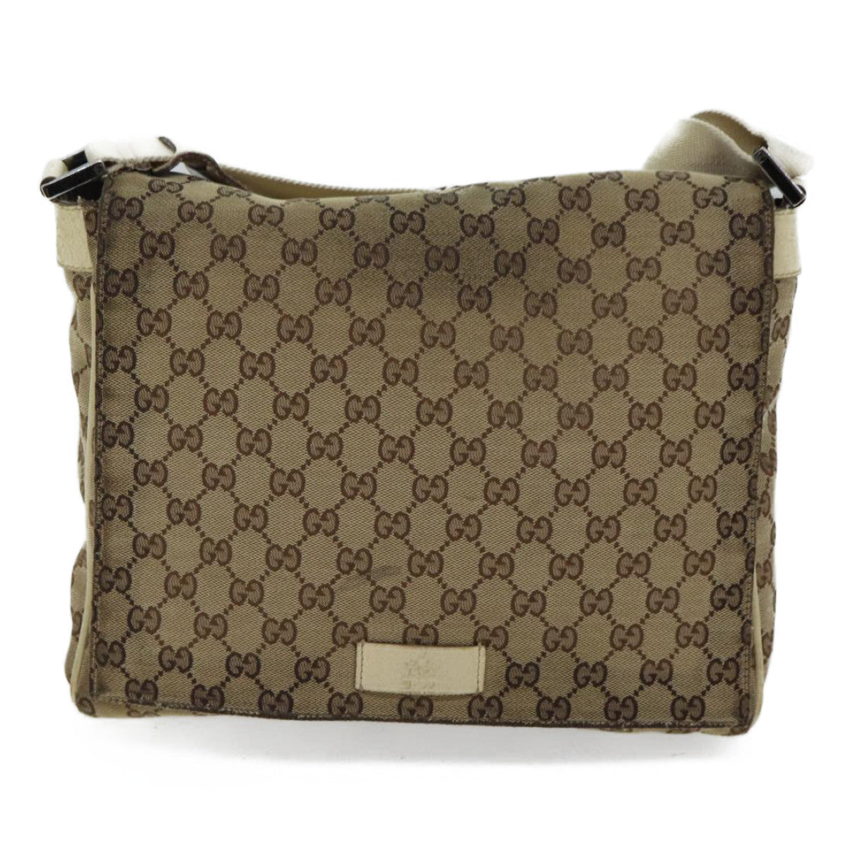 GUCCI GG Canvas Shoulder Bag Beige 146236 Auth 70400