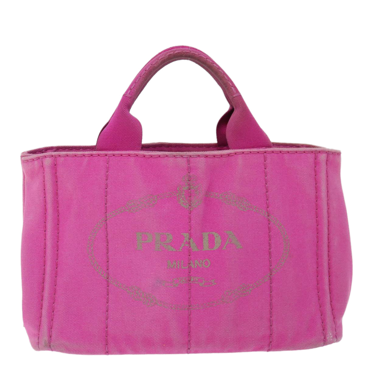 PRADA Canapa PM Hand Bag Canvas 2way Pink Auth 70427