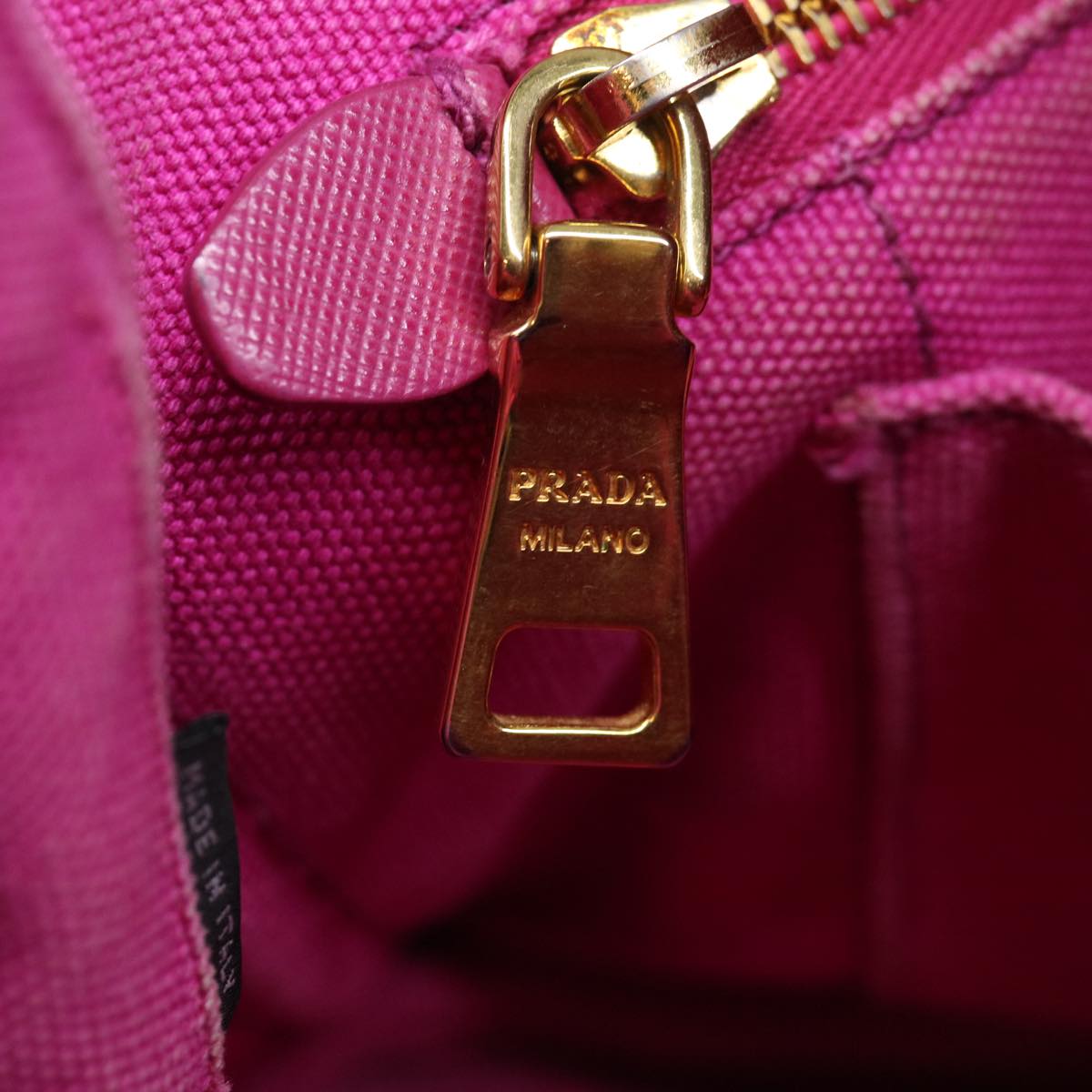 PRADA Canapa PM Hand Bag Canvas 2way Pink Auth 70427