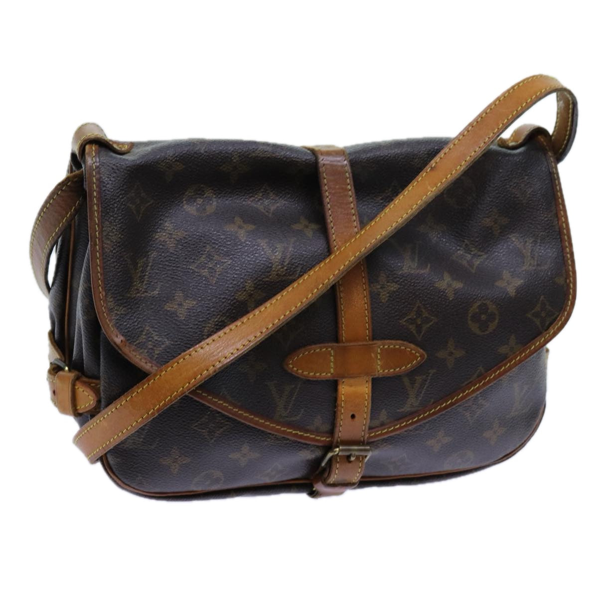 LOUIS VUITTON Monogram Saumur 30 Shoulder Bag M42256 LV Auth 70430