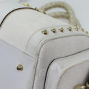 VERSACE Boston Bag Leather White Auth 70452A-9
