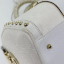 VERSACE Boston Bag Leather White Auth 70452A-14