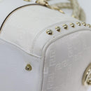 VERSACE Boston Bag Leather White Auth 70452A-15