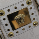 VERSACE Boston Bag Leather White Auth 70452A-17