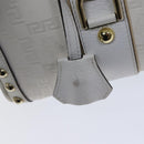 VERSACE Boston Bag Leather White Auth 70452A-18