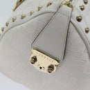 VERSACE Boston Bag Leather White Auth 70452A-19