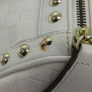 VERSACE Boston Bag Leather White Auth 70452A-10