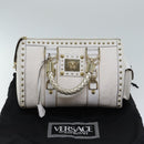 VERSACE Boston Bag Leather White Auth 70452A-12