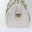 VERSACE Boston Bag Leather White Auth 70452A-3