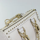 VERSACE Boston Bag Leather White Auth 70452A-6