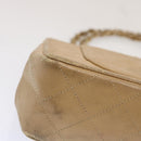 CHANEL Matelasse Chain Shoulder Bag Lamb Skin Beige CC Auth 70454A-14