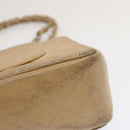 CHANEL Matelasse Chain Shoulder Bag Lamb Skin Beige CC Auth 70454A-15