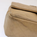 CHANEL Matelasse Chain Shoulder Bag Lamb Skin Beige CC Auth 70454A-16