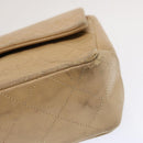 CHANEL Matelasse Chain Shoulder Bag Lamb Skin Beige CC Auth 70454A-9