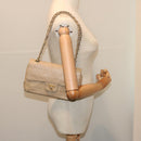 CHANEL Matelasse Chain Shoulder Bag Lamb Skin Beige CC Auth 70454A-21