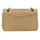 CHANEL Matelasse Chain Shoulder Bag Lamb Skin Beige CC Auth 70454A-2
