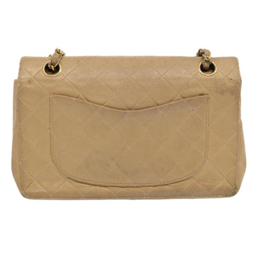 CHANEL Matelasse Chain Shoulder Bag Lamb Skin Beige CC Auth 70454A - 0