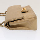 CHANEL Matelasse Chain Shoulder Bag Lamb Skin Beige CC Auth 70454A-4